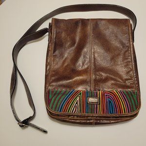 Vintage Unique Brown Leather Messenger Flap Bag Laptop Work Bag